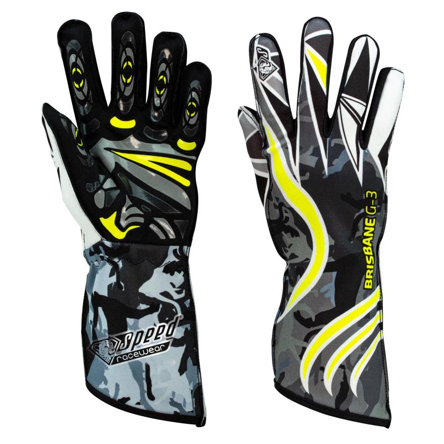 Speed-Racewear Karting Handschoenen Zwart-Wit-Neongeel G-3