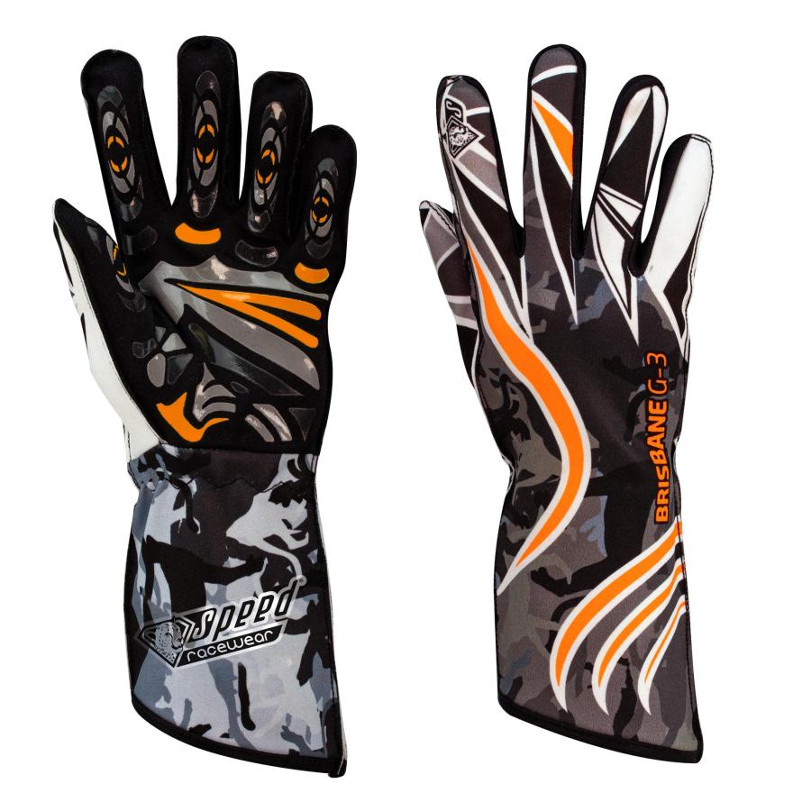 Speed-Racewear Karting Handschoenen Zwart-Wit-Neonoranje G-3