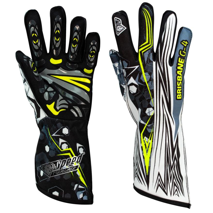 Speed-Racewear Karting Handschoenen Zwart-Wit-Neongeel G-4