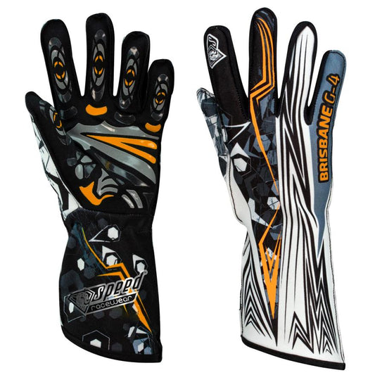 Handschoen BRISBANE G-4 Zwart-Wit-Neonoranje