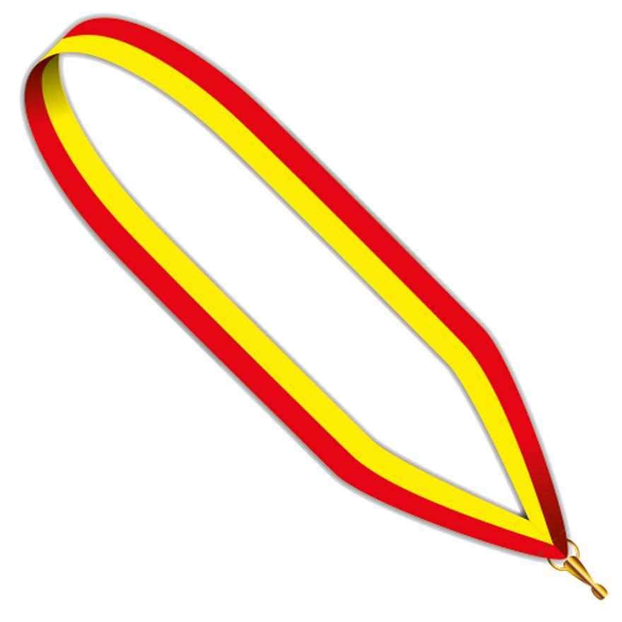 Nekband Medaille rood,geel 22 mm