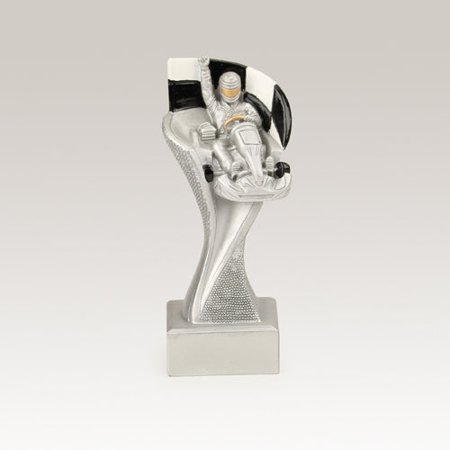 Trofee kart vlag / zilver H: 15cm