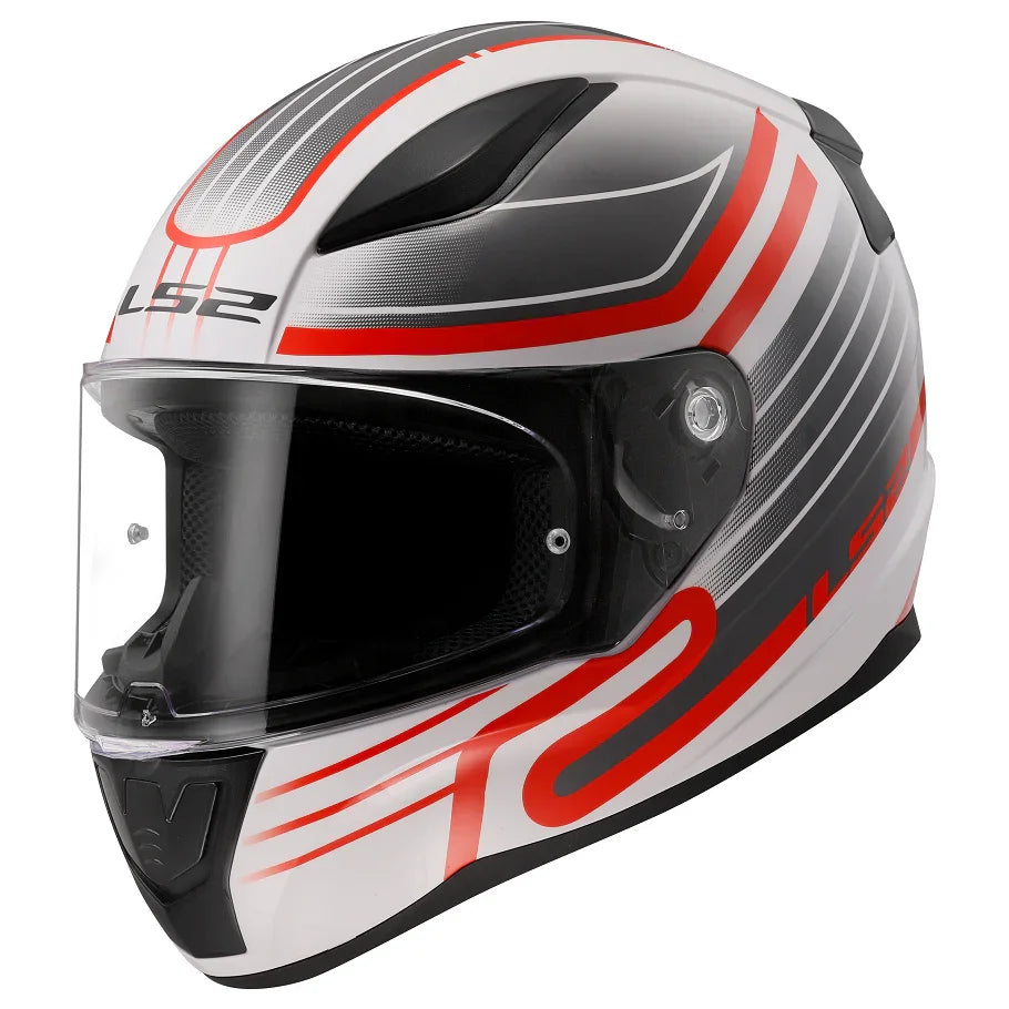 LS2 FF353 Rapid II Circuit glans wit/rood - KartKings