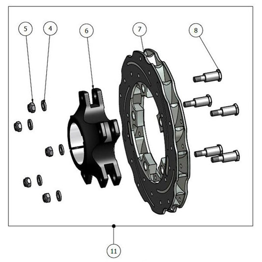 Achterremschijf D 30 - zwevend - compleet - OK, KZ