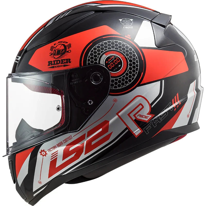 LS2 FF353 Rapid Stratus zwart/rood/zilver - KartKings