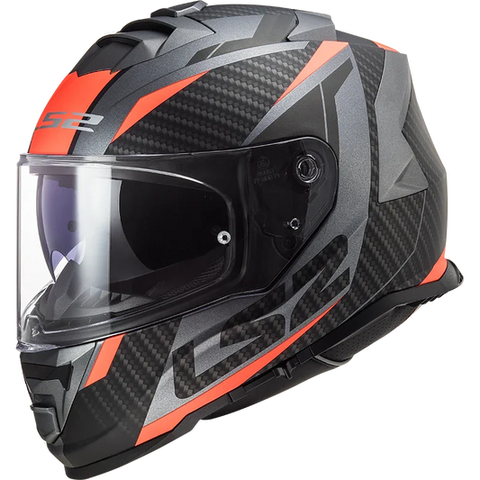 LS2 FF800 Storm II Racer Matt Titanium Fluor Oranje - KartKings