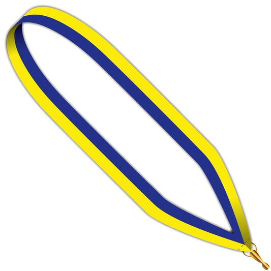 Nekband Medal blauw,geel 22 mm