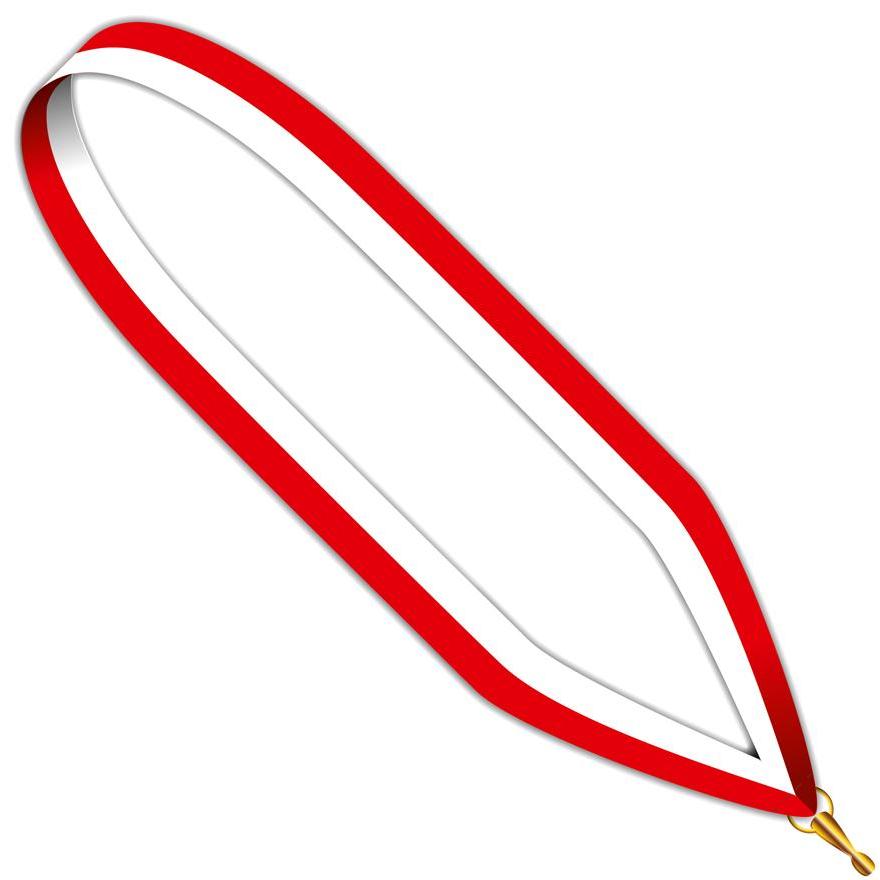 Nekband Medaille rood,wit 22 mm