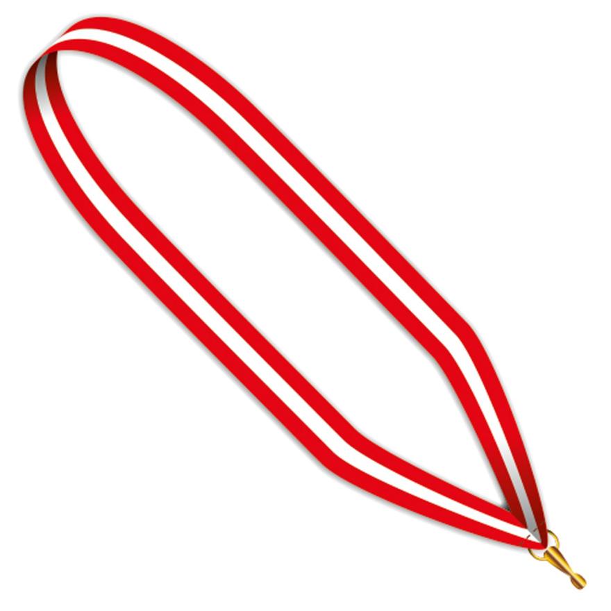 Nekband Medaille rood,wit,rood 22 mm