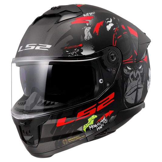 LS2 FF808 Stream II Angry Monkey Black/Red - KartKings